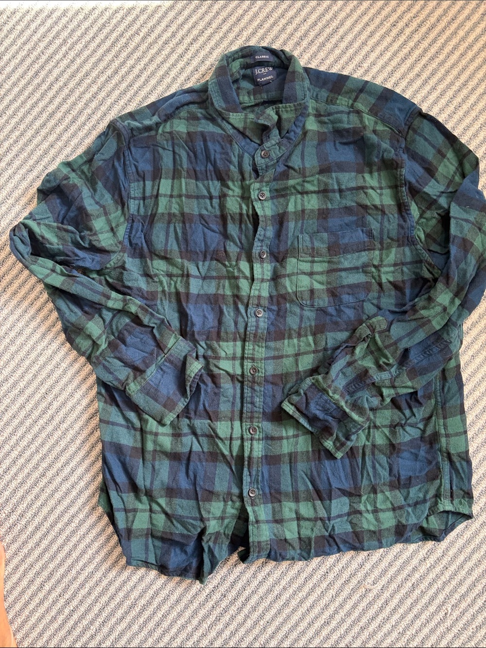 J. Crew Green and Navy Plaid Lightweight Shirt Jacket